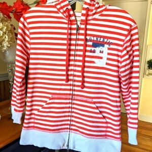 OshKosh B'gosh Authentic Vintage Kids Striped Red and White Zip-Up Hoodie